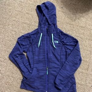 Lightweight blue north face zip up